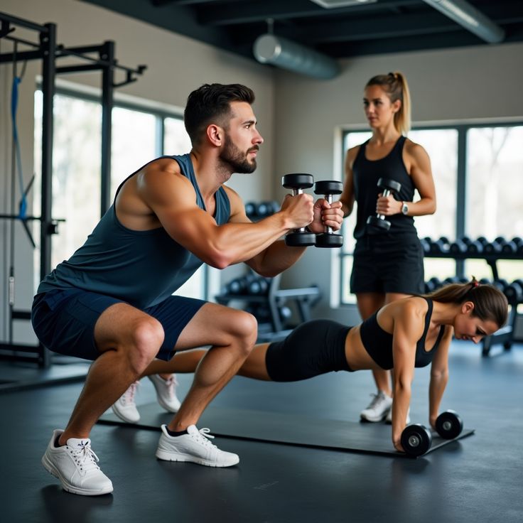 Diverse movement training activities including mobility and strength exercises